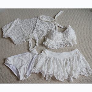 Swimming suit swimwear women bikini white lace